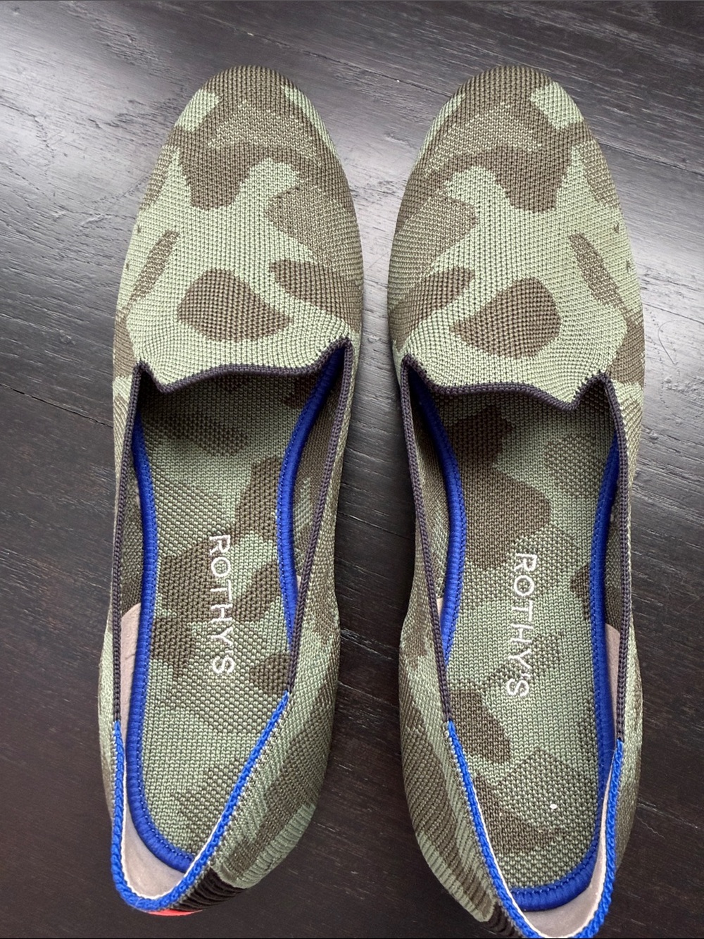 Rothy's Olive Green Camo Slip-On Flats